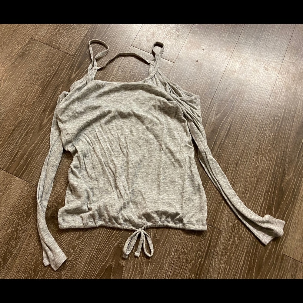 Zella Grey Adjustable Cold Shoulder Top